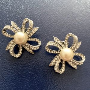 Kenneth Jay Lane Pearl and Marcasite earrings
